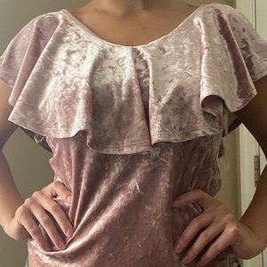 Love J USA Womens Pink Velvet Blouse Size M